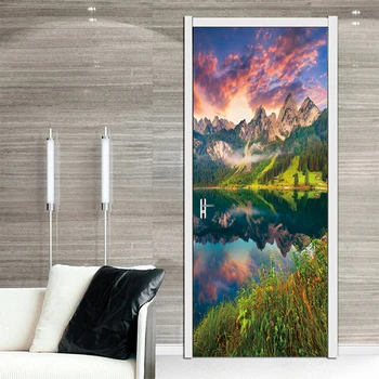 

Art Doors sticker landscape Scenery Oil Painting Door Paint Bedroom Living Room Corridor Door Decorative PVC Wall Stickers