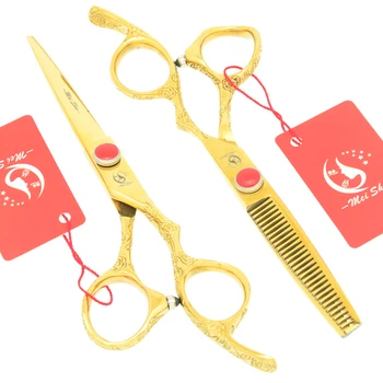 

6.0Inch Meisha Gold Hair Scissors Kits JP440C Barbers Cutting Scissors Plum Handle Thinning Shears Salon Styling Tesoura HA0340