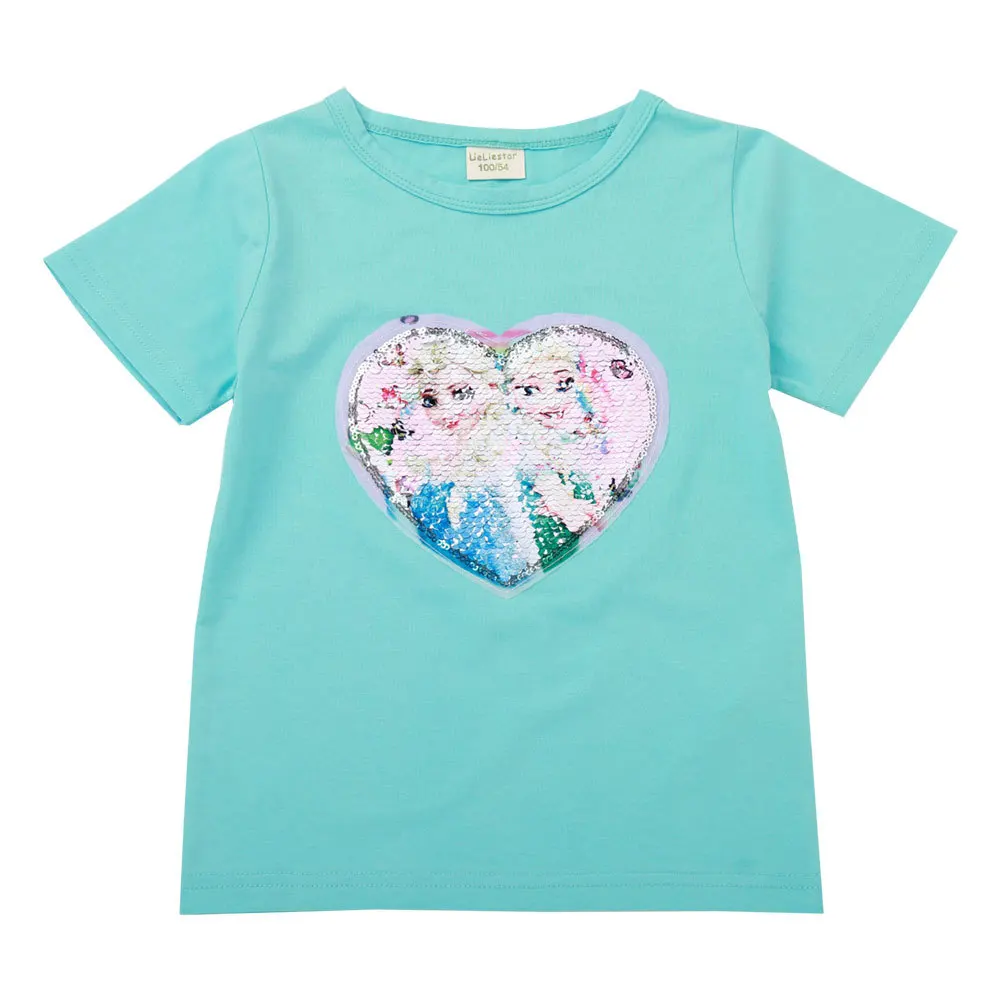 

Summer Style Anna Elsa Pattern Girls T-shirt Princess Short-Sleeved Vest Girl Clothing Children's Clothing T-Shirt Change Color