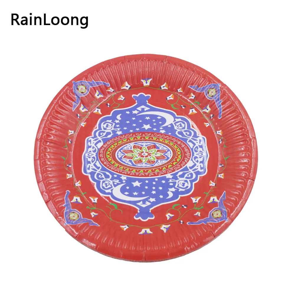 

[RainLoong] Food Grade Disposable Eid al-Fitr Paper Plate 7" Mubarak Ramadan Paper Napkins For Islamism Muslem