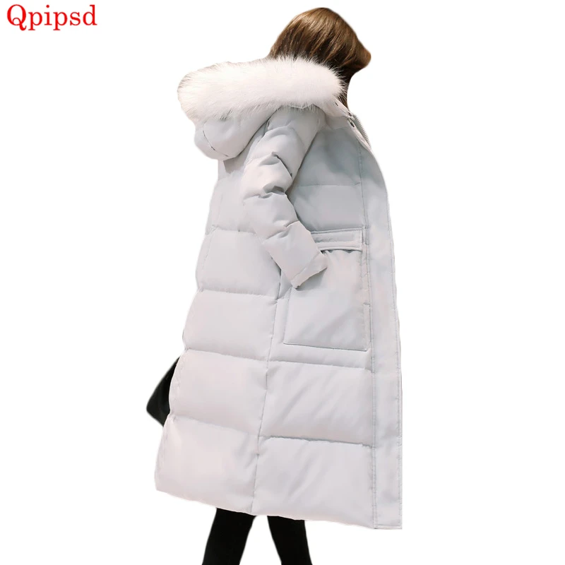 2018 Winter new big fur collar loose down coats womens