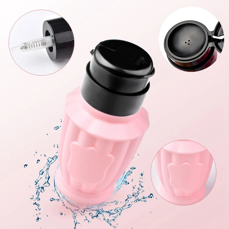 

220ml Refillable Bottles Nail Pump Press Polish Liquid Container Empty Polish Remover Cleaner Bottle Dispenser Cone-Shape