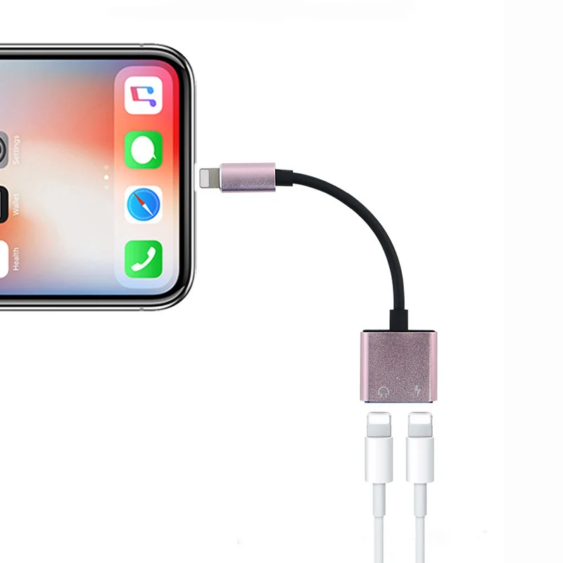 2 в 1 адаптер AUX из алюминиевого сплава для iPhone X BF02|Переходники и адаптеры| |