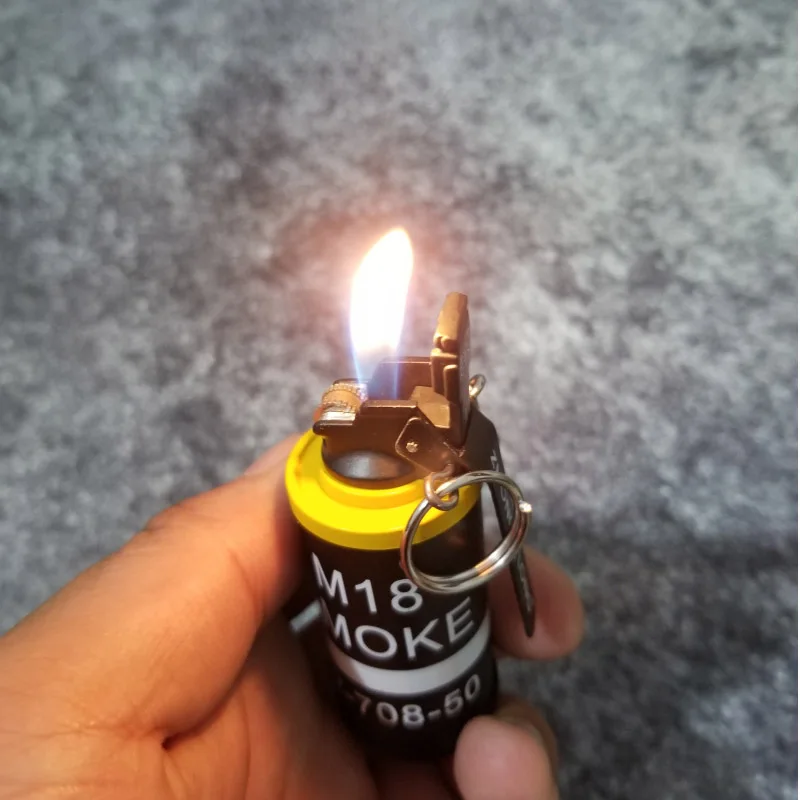 

Smoking Accessories Creative Small Smoke Bomb Shape Flame Inflatable Gas Lighter Windproof Portable Pendant Metal Lighters