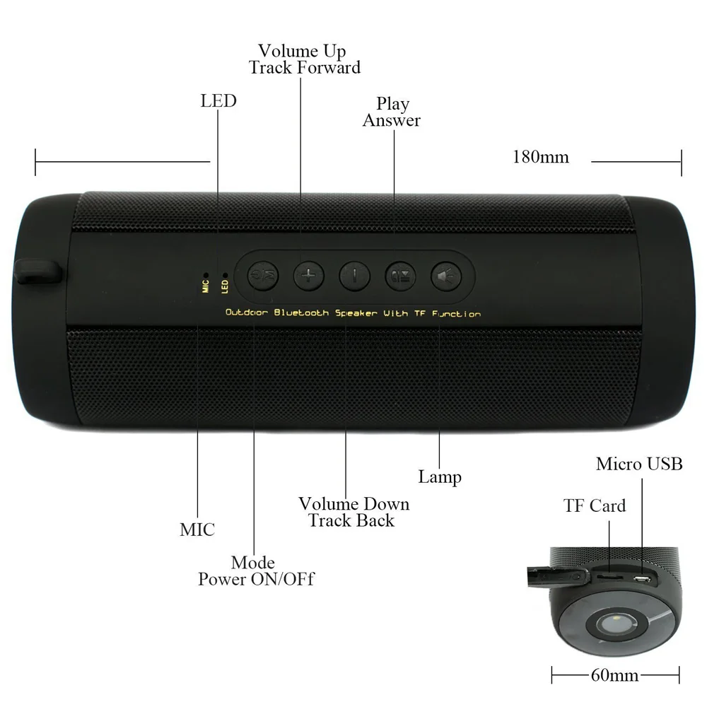 Waterproof Bluetooth Receiver Vibrating Speaker 2000mah Sport Caixa de som port til bluetooth Column for Xiaomi Portable Speaker (10)