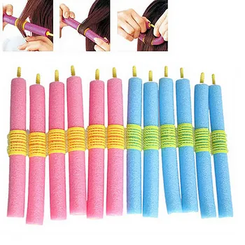 

12Pcs Hair Care Rollers Foam Flexible Curling Twist Foam Rods Hair Curlers Rollers Easy Curling Device Styling Tools