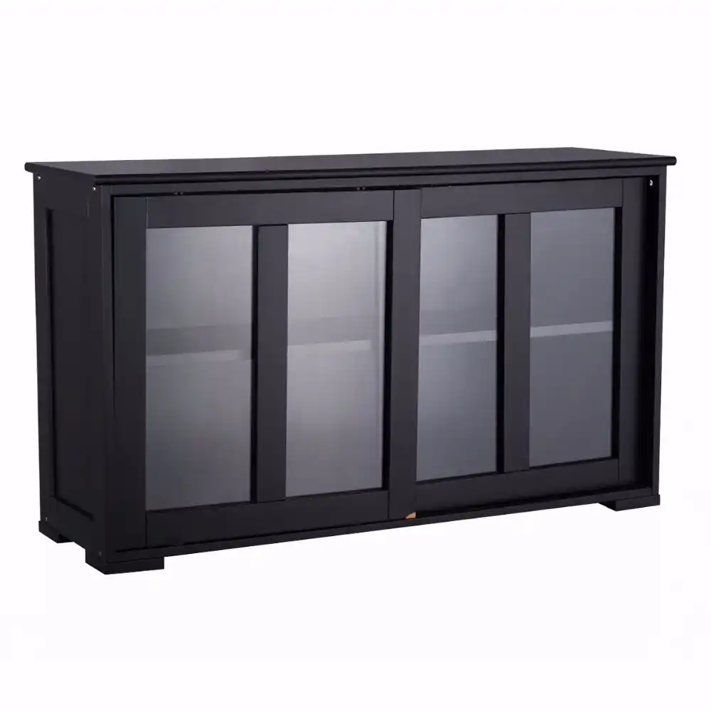 Home Storage Cabinet Sideboard Buffet Cupboard Glass Sliding Door