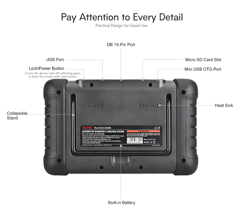 Autel MAXIDAS DS808 диагностический инструмент OBDII OBD 2 Авто диагностический сканер инструмент TPMS программируемый ключ программист Maxisys MS906