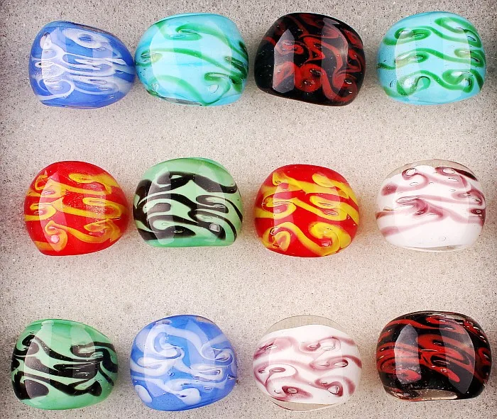 

Wholesale Bulk Job 12Pcs Dream Spring Style Murano Glass Lampwork Ring Band Eternity Men Wedding Party Valentine Gift NEW