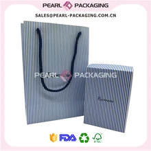 Пользовательские складной упаковки коробка и сумка, разделенными крышкой и нижней, сине-белый в полоску