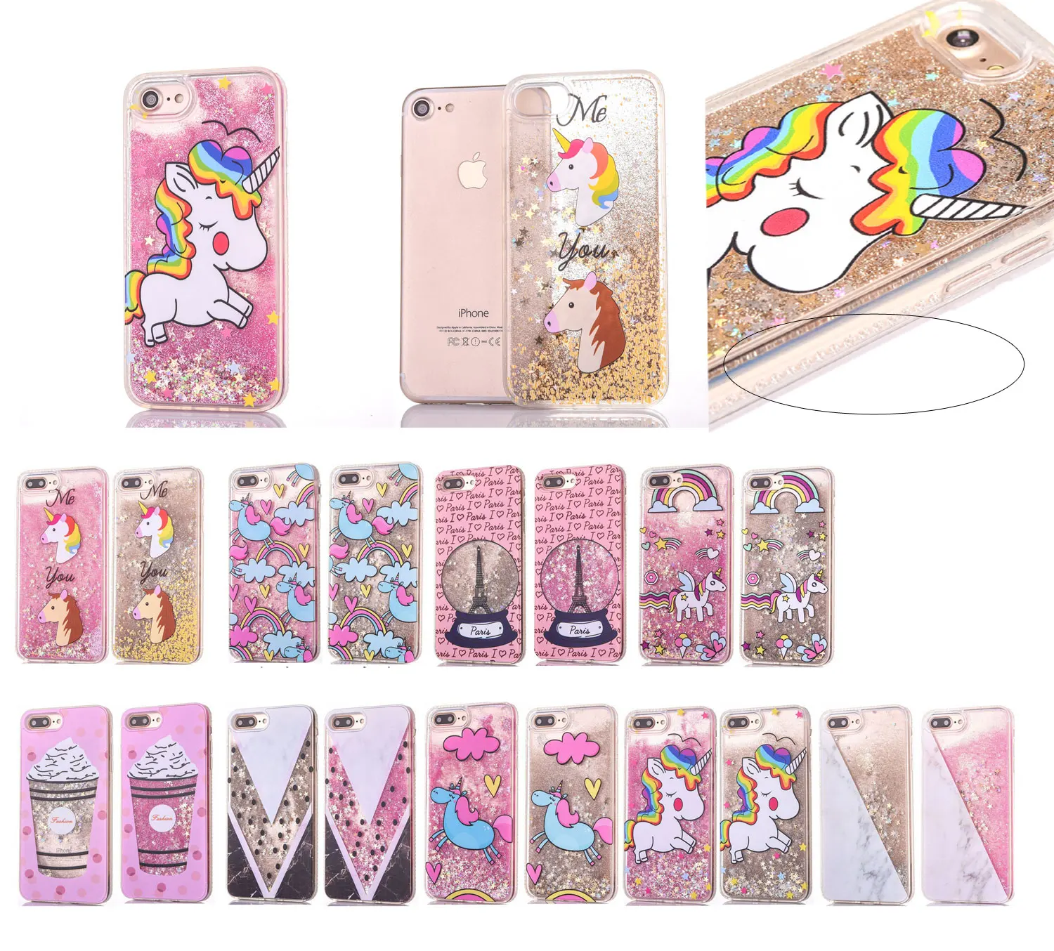 

Sparkle Quicksand Glitter Star Flowing Liquid Case for iPhone 8 7 6 6s Plus Cartoon Unicorn Ice Cream TPU Cover Phone Case