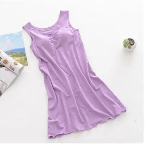 Fdfklak M-XXL Plus Size Nightgowns Summer New Modal Night Gown Night Dress Sexy Sleepwear Nighties For Women Q1167 - Цвет: violet
