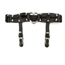 Для женщин сексуальный сладкое сердце ручной работы в стиле панк с высоким каблуком и с Подвязки для женщин горячий рок заклепки пуля гот, Харадзюку эластичные браслеты для ног застежка для подтяжек