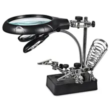 Magnifying Glass LED Light 2.5X 7.5X 10X Magnifier Repair Tools Magnifier Loupe Tool Alligator Clip Soldering Solder Iron Stand