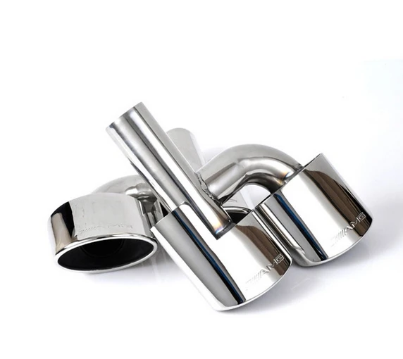 US $126.00 Hb 2pcs 304 Stainless Steel Pipe Exhaust Pipe Mufflers Tip For MercedesBenz Amg C63 C65 W204