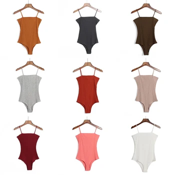 

P474 Women Spaghetti Strap Sexy Backless Bodysuit Women 2017 Summer Bodycon Camisole Bodysuits Black White Jumpsuits Tops