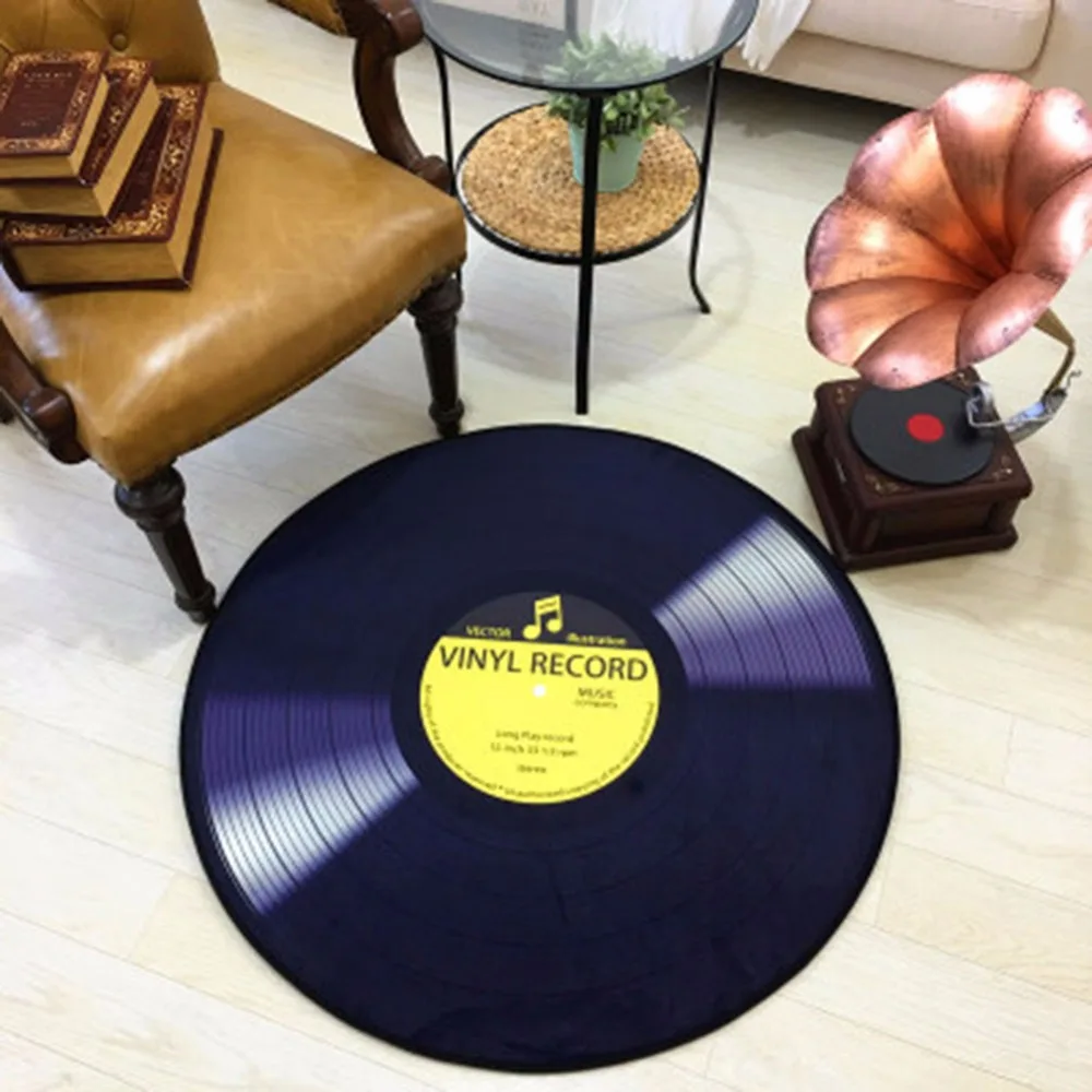 Bath Mat Cd Carpet Toilet Mats Rug In The Toilet For Bathroom Antique Sofa Chair Cushion Cat Vinyl Record Non-Slip Round Rug