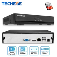 Techege мини NVR 4CH 8CH Full HD NVR 1920*1080P P2P ONVIF 2,0 для ip-камеры HDMI сетевой видеорегистратор