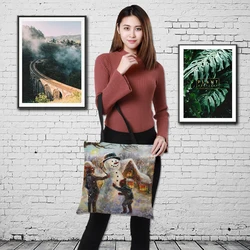 CROWDALE Merry Christmas Women bag Large Linen Double-side printing linen bags Shoulder bag Christmas gift bag 43cm*43cm CROWDALE Merry Christmas Women bag Large Linen Double-side printing linen bags Shoulder bag Christmas gift bag 43cm*43cm
