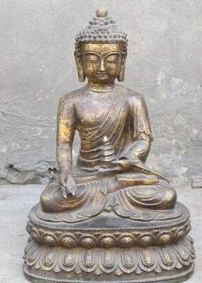 

007799 14"Tibetan Buddhism Bronze gilded Tota pagoda Sakyamuni Buddha Statue