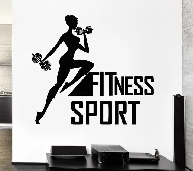 Fitness Sport Vinyl Wall Decal Woman Bodybuilding CrossFit Gym Art