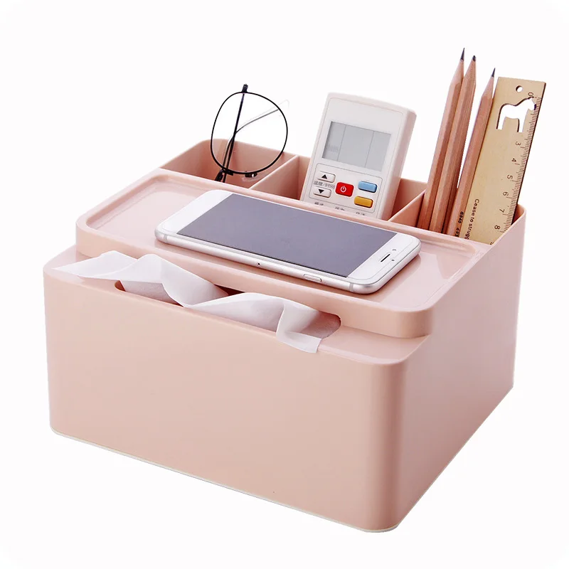 Home Kitchen Plastic Tissue Box Solid Napkin Holder Case Multi-fuction Remote Control Phone Living Room Storage Simple Stylish
