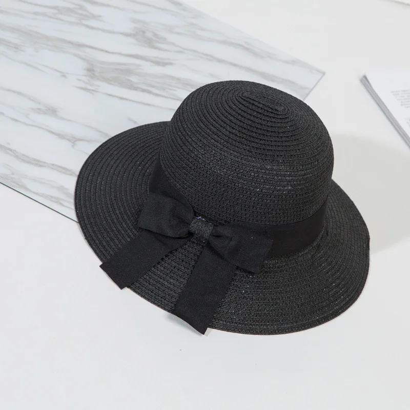 Fashion Women Big Bow Desgin Straw Hat Summer Outdoor Beach Shade Hats Ladies UV Protection Brimmed Sun Cap CP0189 (2)