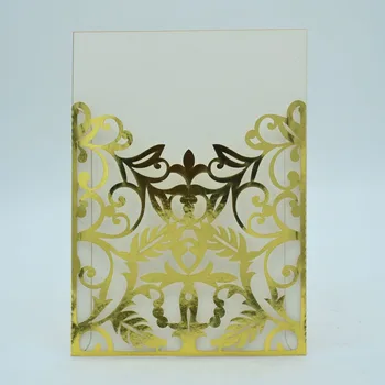 

Cheap pocket modern decorating Handmade Laser cut Pocket invitation card for wedding