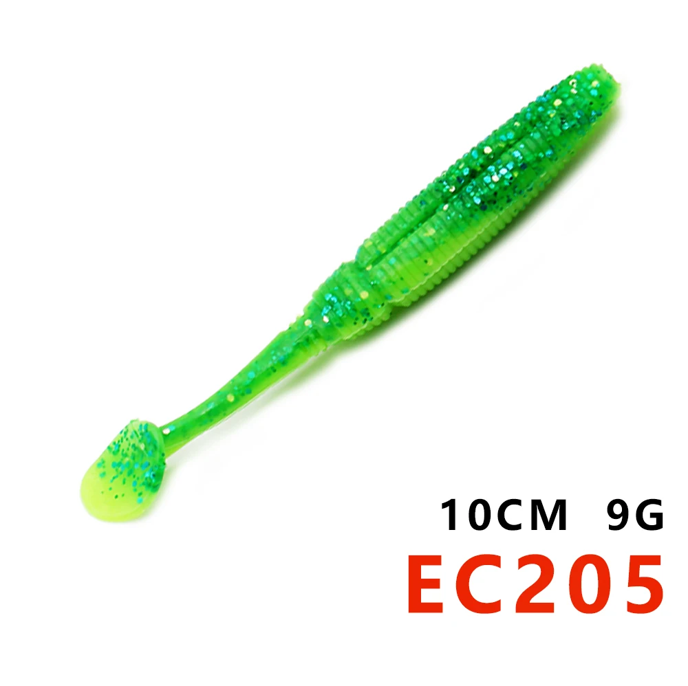 100mm9gEC205 Noeby BW104 7,5 см 8,5 см 10 см пластиковая Т-образная мягкая пластиковая приманка червь для рыбалки - Цвет: 100mm9gEC205
