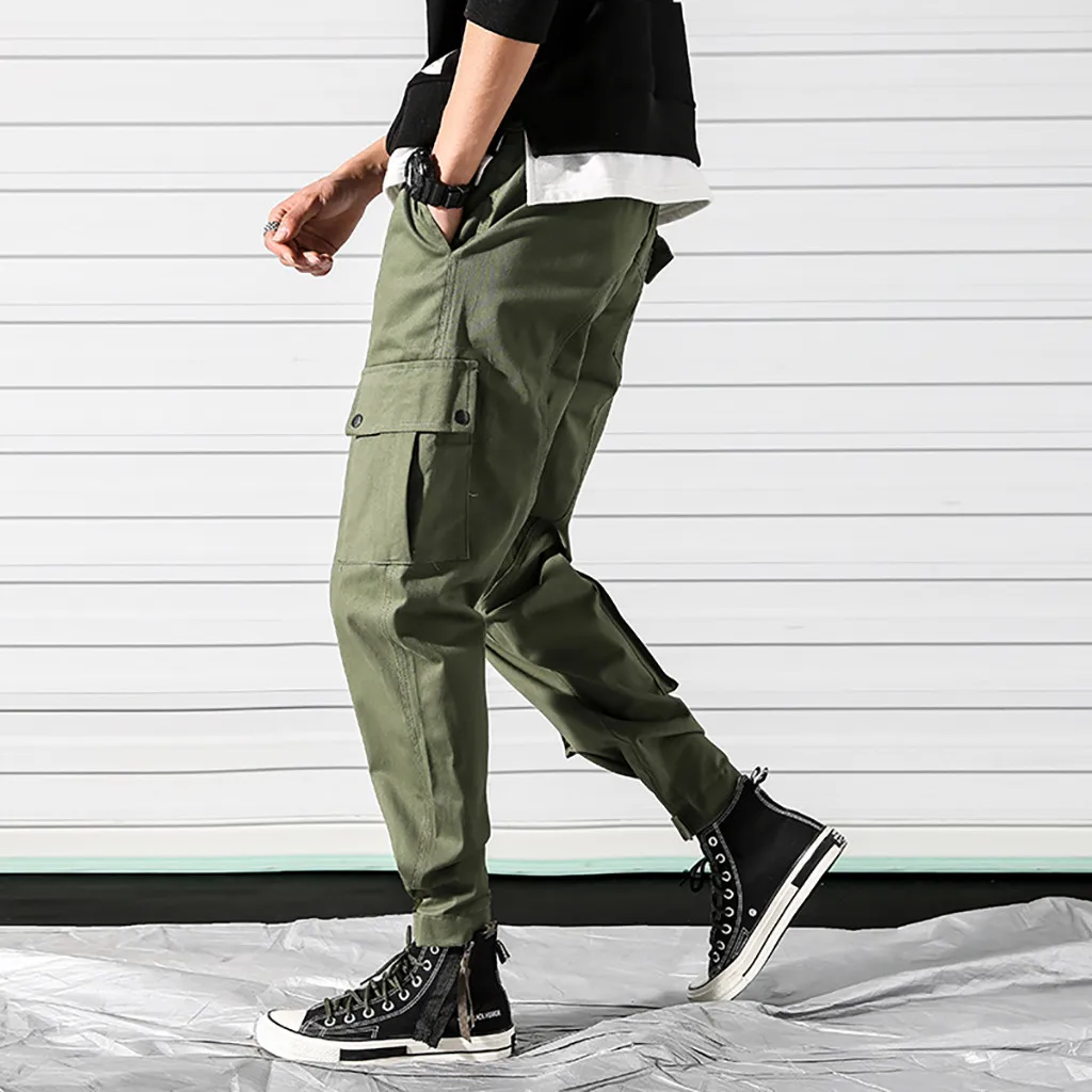 Мужские повседневные трендовые рабочие брюки, спортивные штаны, мужские одноцветные свободные штаны с карманами, модные джинсы