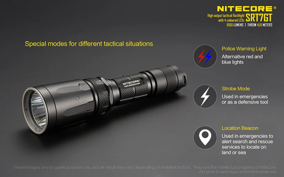 Nitecore SRT7GT контрольное кольцо сильный светильник Тактический литиевый аккумулятор вспышка светильник наружный светодиодный Ультра-яркий