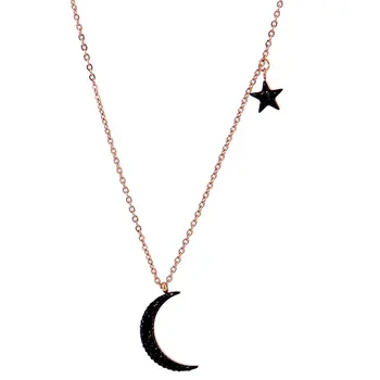 

No fading Famous Brand Stainless Titanium Steel star moon fashion choker chain rose gold Pendant Necklaces Women Wedding Gift