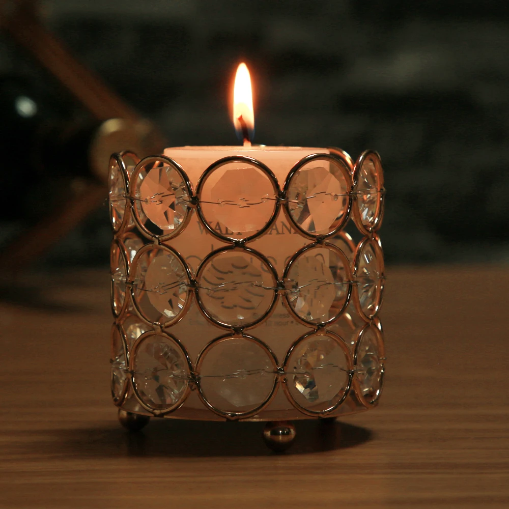 

Gold Candle Holders Wedding Candelabra Centerpieces Center Table Candlesticks Parties Decor Crystal Candle Lantern
