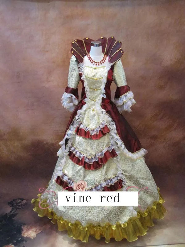 Роскошное средневековое платье ренессанса, платье королевы, костюм вампира, викторианское венецианское карнавальное платье/Marie/Colonial Belle Ball - Цвет: vine red