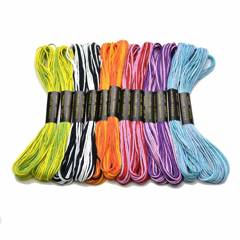 

12 PCS Rainbow Color Cross Stitch Thread Embroidery Sewing Skeins Threads Kit DIY Hand Knitting Crafts Floss Sewing Tools