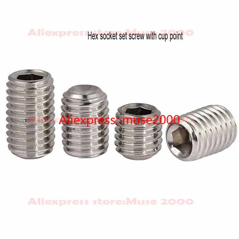 

Set screw M7 M8 M10 finne thread 1.0 pitch Grub Screws Inner Hex Socket Flat point and cup point 304 Stainless Steel