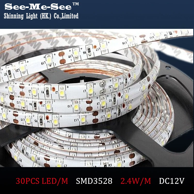 cheap 5M lot SMD 3528 LED Strip DC12V IP65 Waterproof 30LED M LED Flexible light Ribbon Christmas Decoration, total 5M, SMDT 35 30