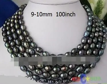 100&quot 9mm black baroque rice freshwater pearl necklace | Украшения и аксессуары