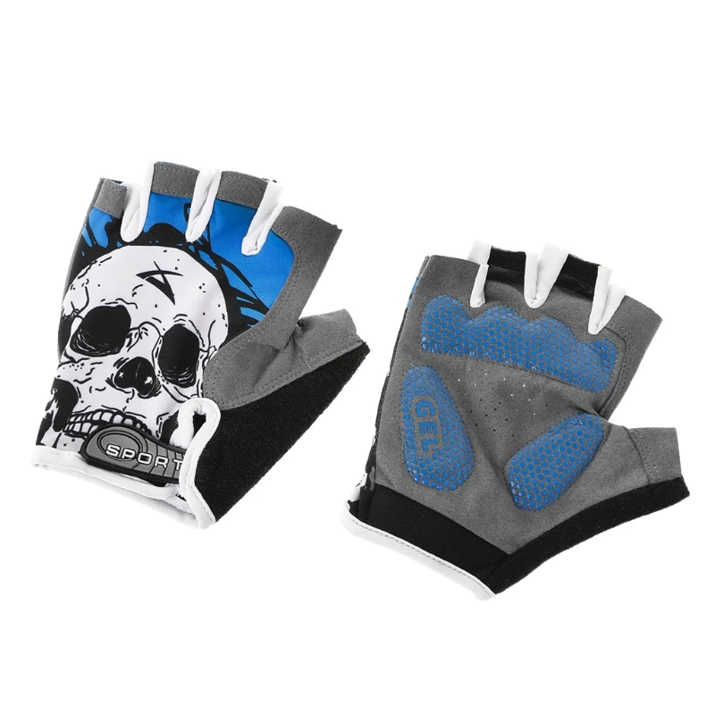 

Cycling Gloves Half Finger Skull Breathable Anti Sweat Non Slip Gel Sport Mitten
