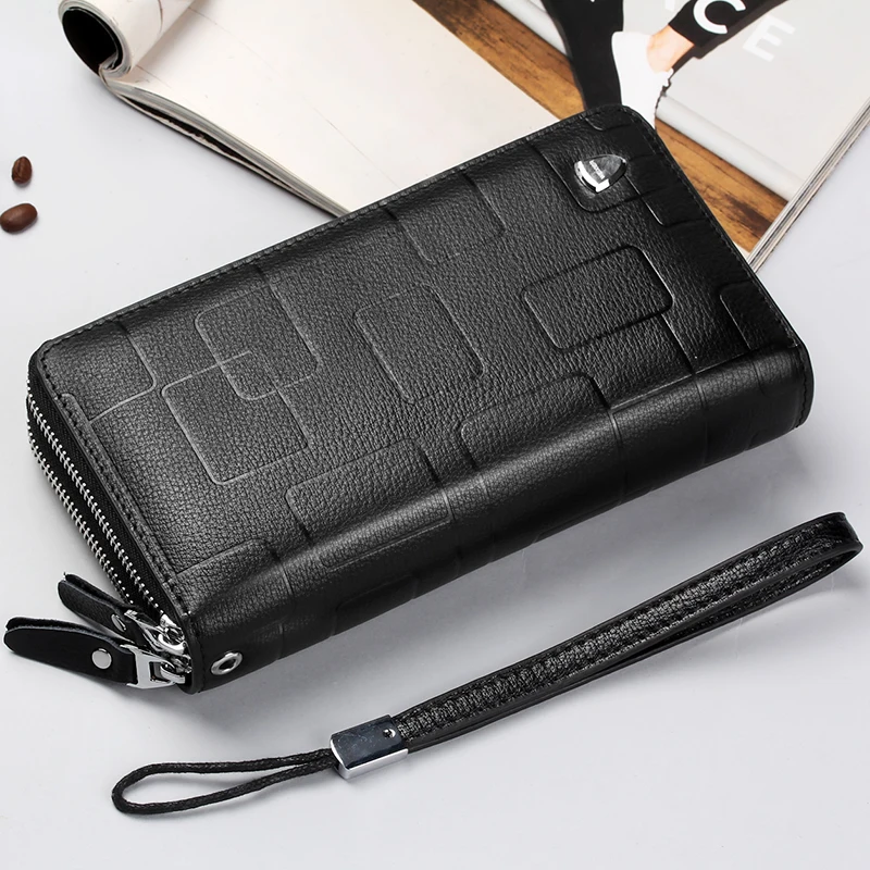 Cheap WEIXIER Men Wallets Leather Men Bags Clutch Bags Koffer Wallet Leather  Long Wallet With Coin Pocket Zipper Men Purse