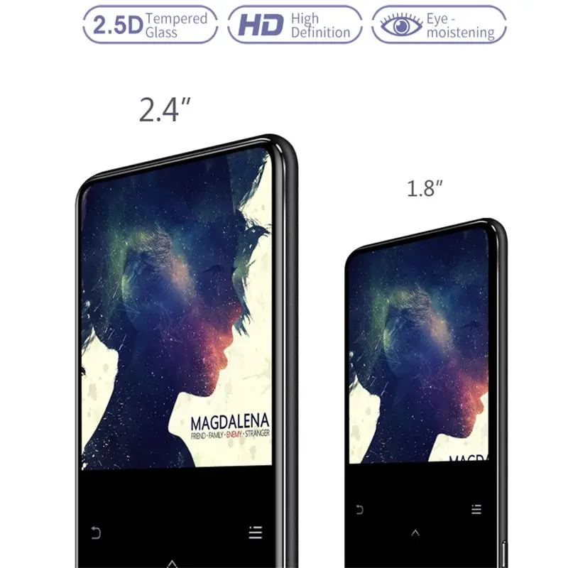 Сенсорный ключ Bluetooth 4,2 MP4 музыкальный плеер встроенный динамик 8 ГБ/16 ГБ с 2,4 дюймовым большим экраном, подходит для просмотра видеоплеера