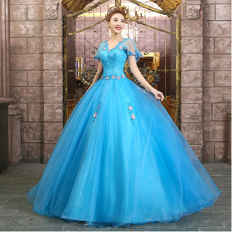 Бальное платье кружевное Quinceanera 15 милых 16 пышных платьев синего цвета бальное для