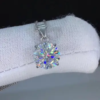 

Poetry Of Jew Store Round Silver Moissanite Pendants 1ct D VVS Luxury Moissanite Weding Pendants for Women