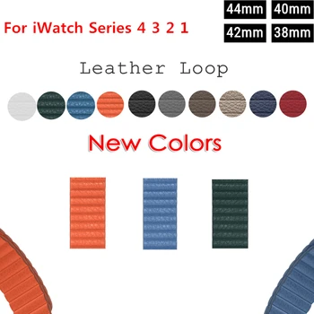 

For Apple Watch Series 5 4 3 2 1 44MM 40MM 42MM 38MM Sunset Cornflower Leather Loop Strap for iWatch Magnetic Leather Loop Band