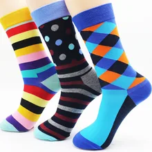 New men’s high quality cotton diamond socks fashion stripes cheap leisure gifts socks wholesale(3 pairs)