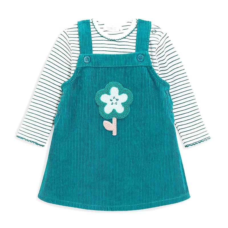 Весенне-осенние платья для маленьких девочек элегантное вельветовое Широкое Платье с узором для девочек в детском саду, милое детское платье без рукавов для детей возрастом от 6 до 36 месяцев