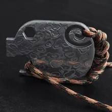 Titanium alloy handy multifunctional tool, Damascus steel can opener edc wrench key pendant, portable bottle opener. multifunctional outdoor edc tool titanium keychain damascus key hanging waist screwdriver letter opener