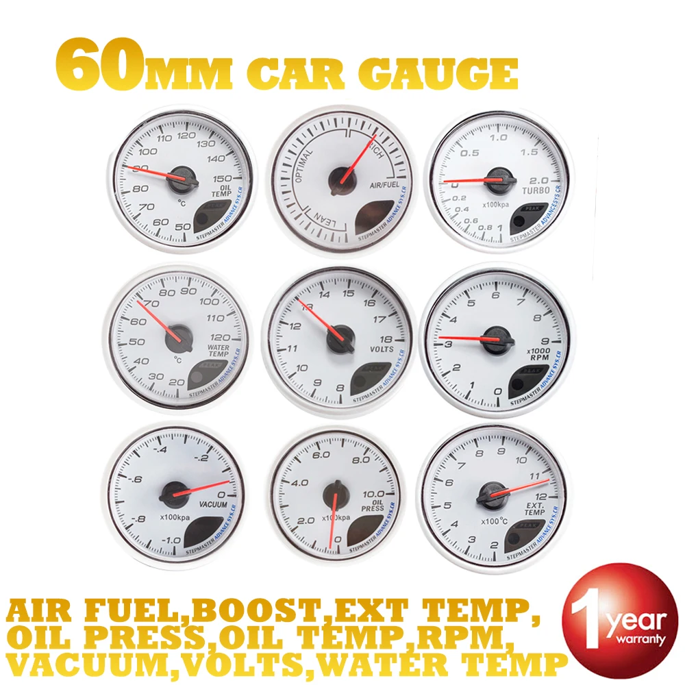 

DRAGON GAUGE Car Gauge 60mm Boost VACUUM Water Temp Oil Temperature OIL PRESS VOLTS AIR/FUEL RATIO EXT TEMP RPM Meter