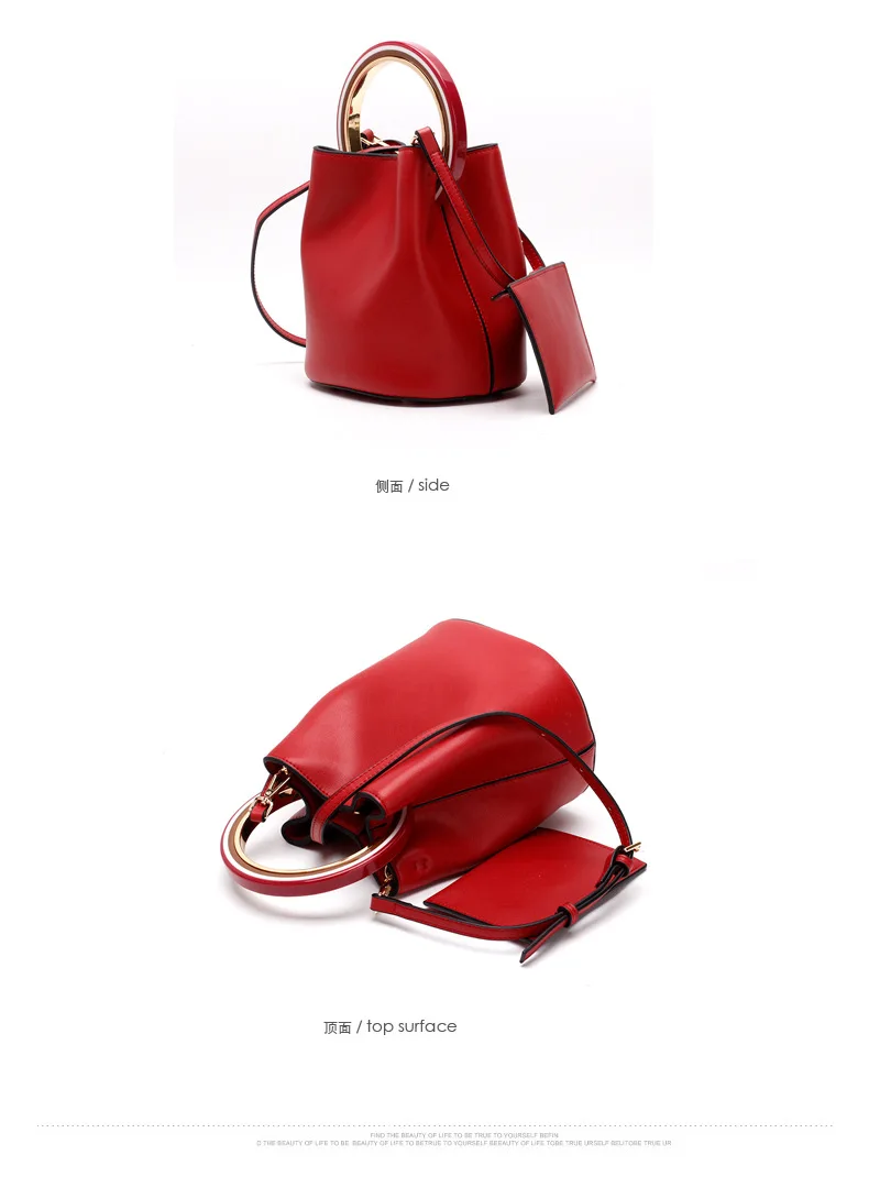 MZORANGE бренд пояса из натуральной кожи для женщин сумки простой ведро дизайн Tote для дамы металлическое кольцо Винтаж плеча через плечо