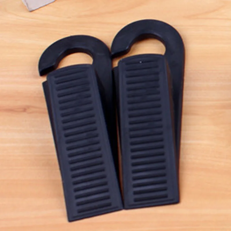 2pcs Door Wedge Shaped Rubber Doors Stopper Doorstops Floor Kids Safety Guard Finger Protect with Hook S7JN